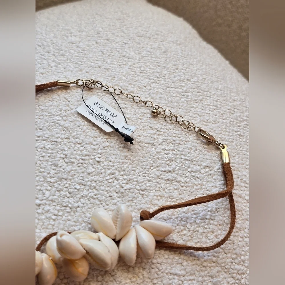 NWT! Free People, Katie Leather Shell Choker,Tan, MSRP $38